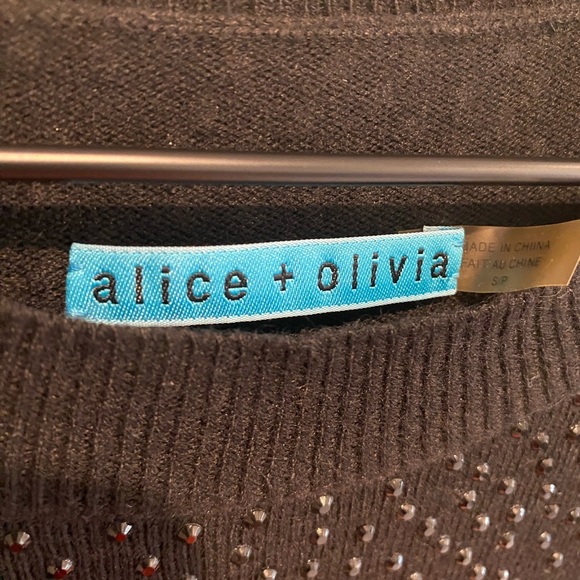 Alice and Olivia Bettie Rinestone Top Women’s Size Small Black - Picture 3 of 5